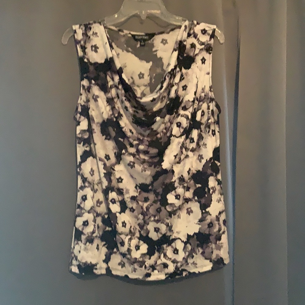 Sleeveless Cowl Neck Floral Blouse